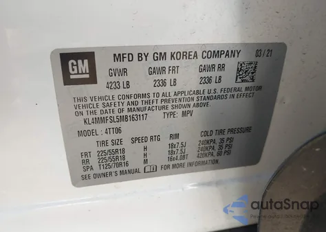 2021 Buick Encore Gx Fwd Essence from USA, damaged, VIN KL4MMFSL5MB163117